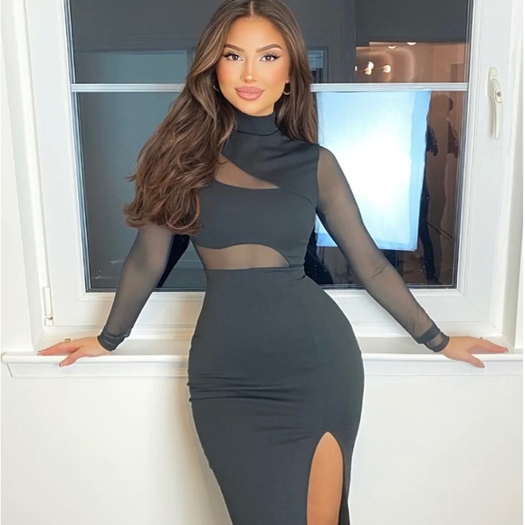 Fashion Nova Fallen Angel Mesh Midi Dress *WITH TAGS* - Picture 3 of 6